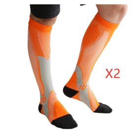 Compression Socks For Men&Women Best Graduated Athletic Fit For Running Flight Travel Boost Stamina Circulation&Recovery Socks (Option: Orange 2PC-XXL)
