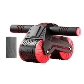 2 In 1 Belly Wheel Balanced Support and Digital Counter Automatic Rebound Mute Abdominal Exerciser Arm Muscles Slimming Home Gym (Color: BLACK RED, Ships From: China)