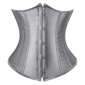 SEXY Gothic Underbust Corset and Waist cincher Bustiers Top Workout Shape Body Belt Plus size Lingerie S-6XL (Color: GRAY, size: 4XL)