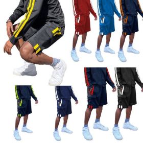 Two Stripe Cargo Pouch Shorts (Color: RED WHITE, size: L)