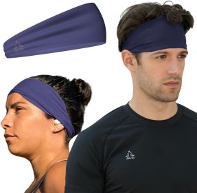 Sweat Band Workout Headbands for Women and Men - Sweatbands for Men - Moisture Wicking Sports Sweat Bands Headbands for Women, Running,Cycling,Yo (Color: NAVY)