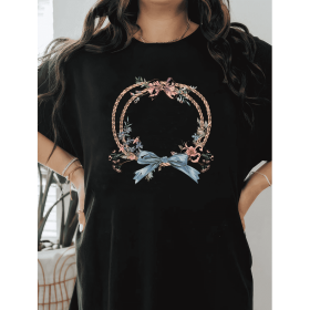 Casual Women's Cotton T-Shirt with Bow Detail - Trendy and Comfortable for Every Season (Style: 36)